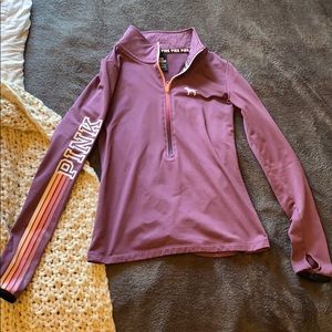 Pink fitted half zip jacket
